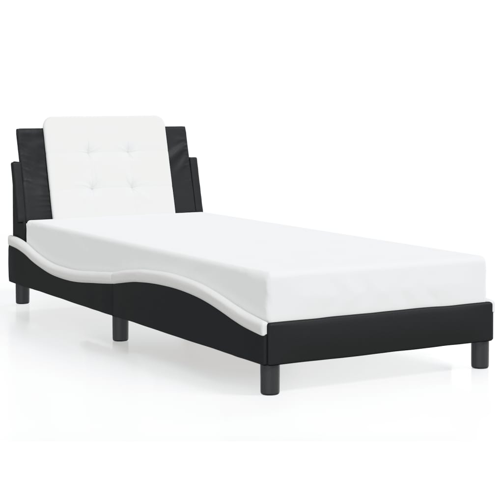Bedframe zonder matras "Zadar" kunstleer zwart en wit 100x200 cm is nu te koop bij PeponiXL, paradijselijk wonen!