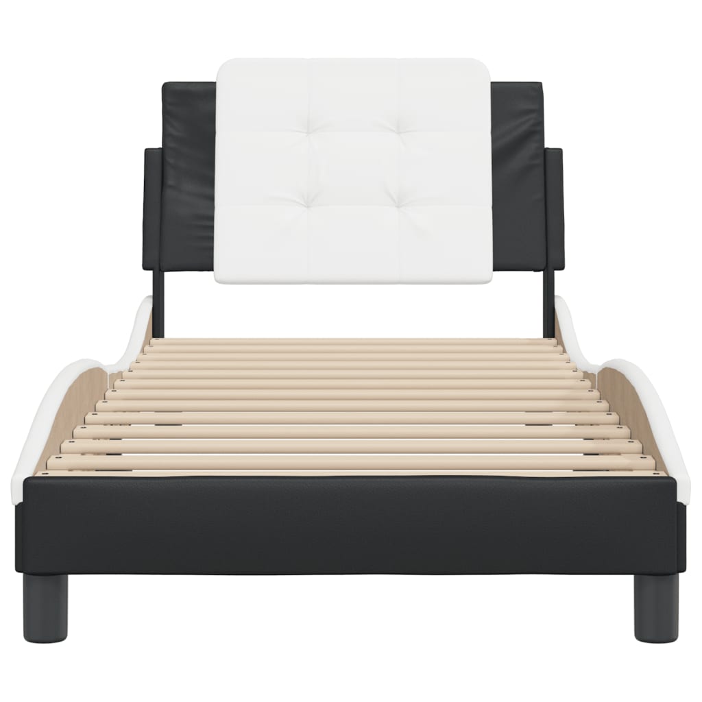 Bedframe zonder matras "Zadar" kunstleer zwart en wit 100x200 cm is nu te koop bij PeponiXL, paradijselijk wonen!