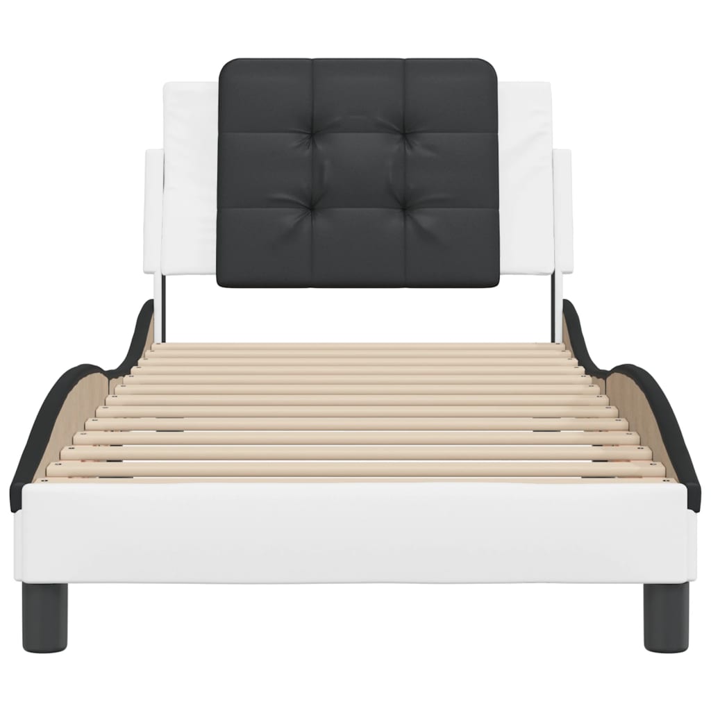 Bedframe zonder matras "Zadar" kunstleer zwart en wit 100x200 cm is nu te koop bij PeponiXL, paradijselijk wonen!