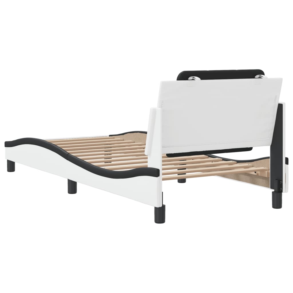 Bedframe zonder matras "Zadar" kunstleer zwart en wit 100x200 cm is nu te koop bij PeponiXL, paradijselijk wonen!
