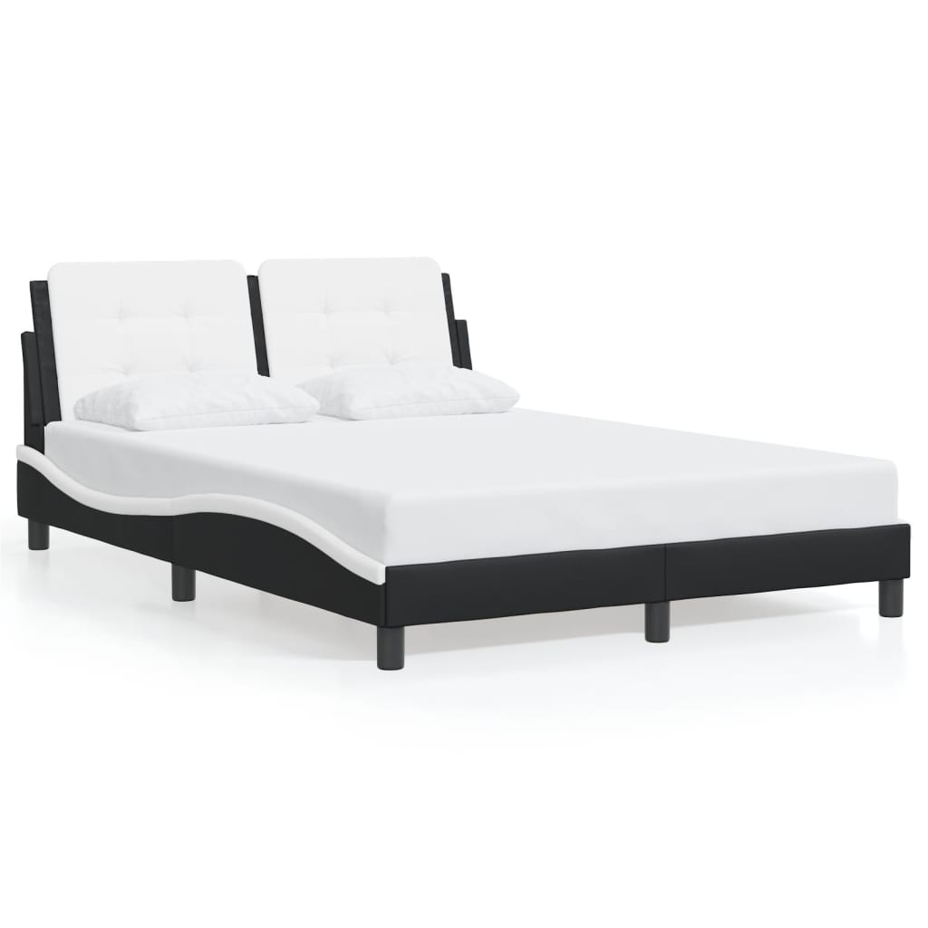 Bedframe zonder matras "Zadar" kunstleer zwart en wit 120x200 cm is nu te koop bij PeponiXL, paradijselijk wonen!