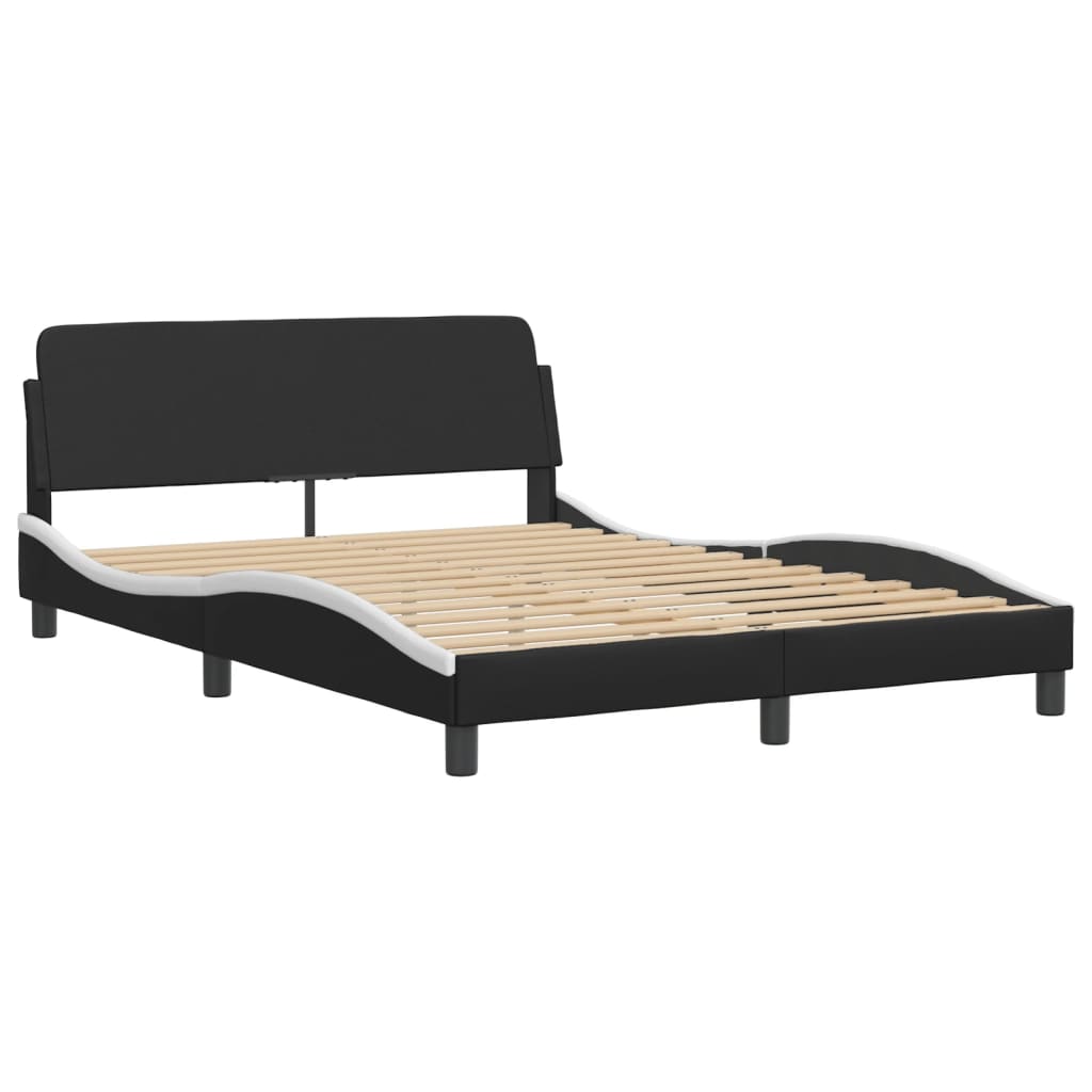 Bedframe zonder matras "Zadar" kunstleer zwart en wit 120x200 cm is nu te koop bij PeponiXL, paradijselijk wonen!