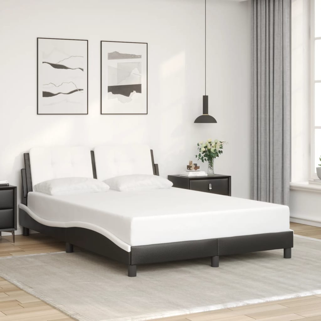 Bedframe zonder matras "Zadar" kunstleer zwart en wit 120x200 cm is nu te koop bij PeponiXL, paradijselijk wonen!