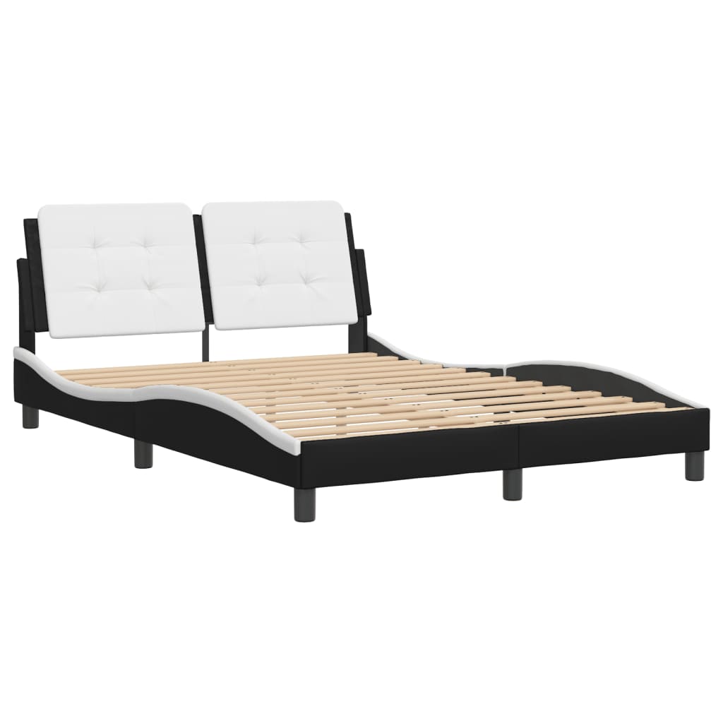 Bedframe zonder matras "Zadar" kunstleer zwart en wit 140x190 cm is nu te koop bij PeponiXL, paradijselijk wonen!