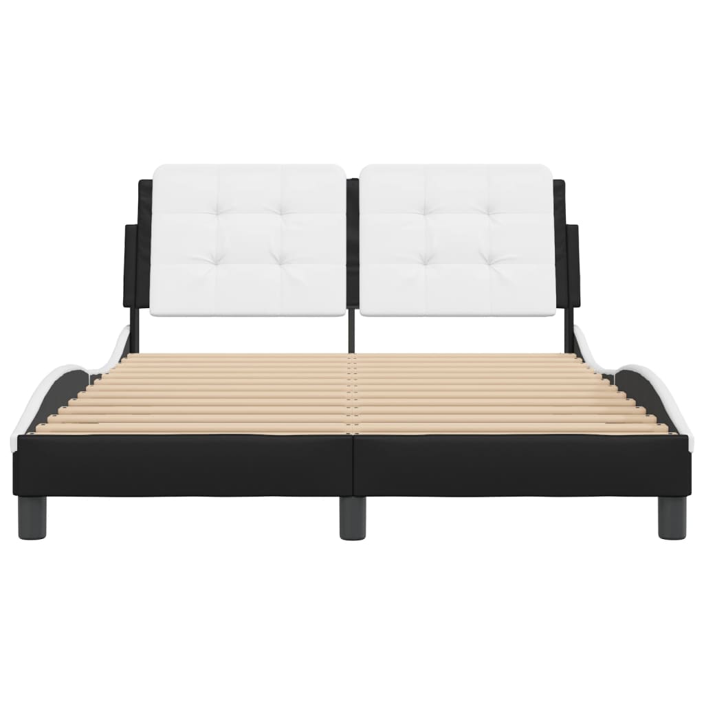 Bedframe zonder matras "Zadar" kunstleer zwart en wit 140x190 cm is nu te koop bij PeponiXL, paradijselijk wonen!