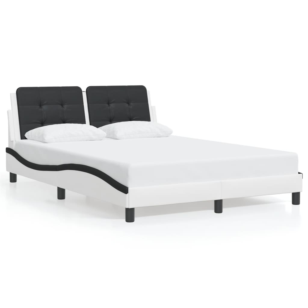 Bedframe zonder matras "Zadar" kunstleer wit en zwart 140x190 cm is nu te koop bij PeponiXL, paradijselijk wonen!