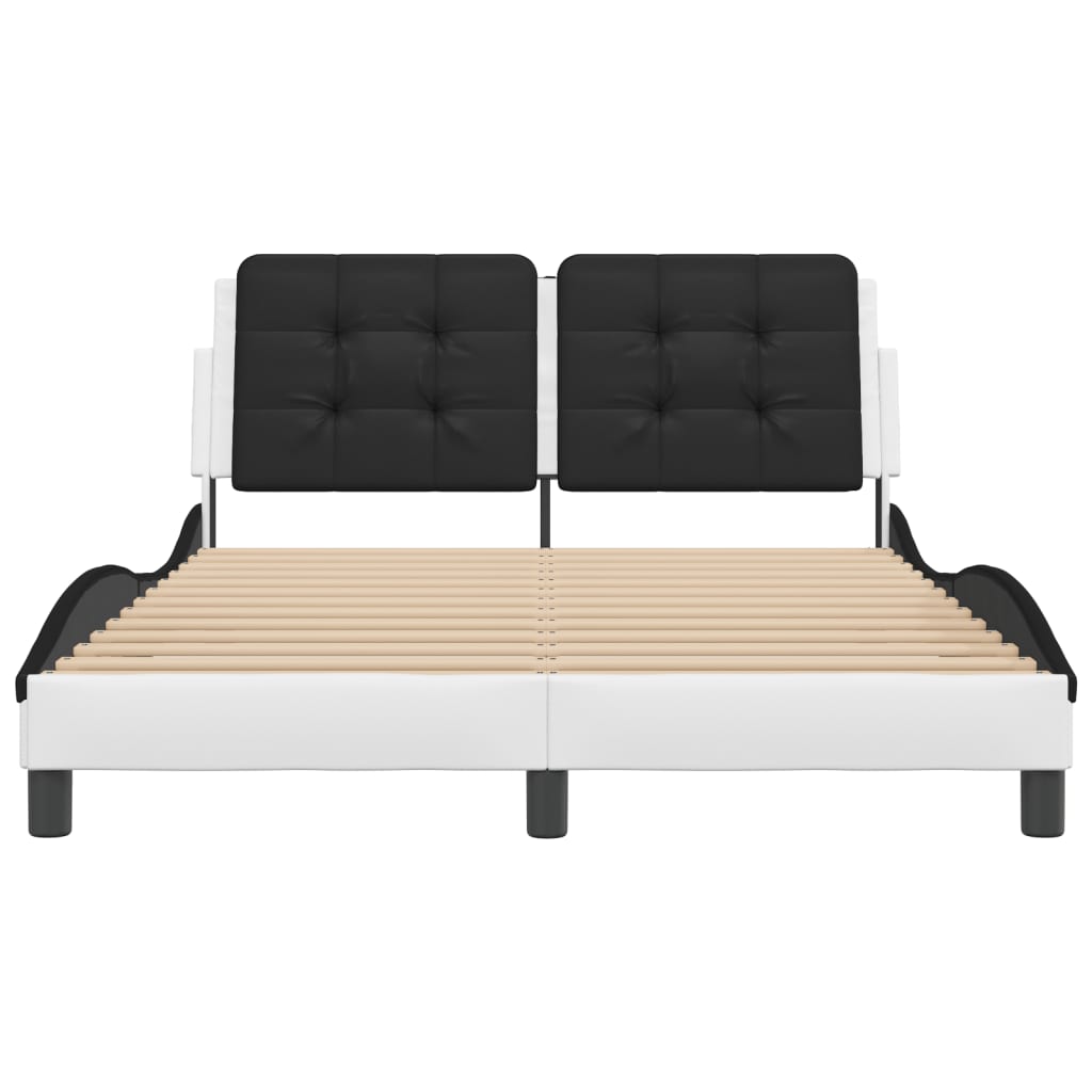 Bedframe zonder matras "Zadar" kunstleer wit en zwart 140x190 cm is nu te koop bij PeponiXL, paradijselijk wonen!