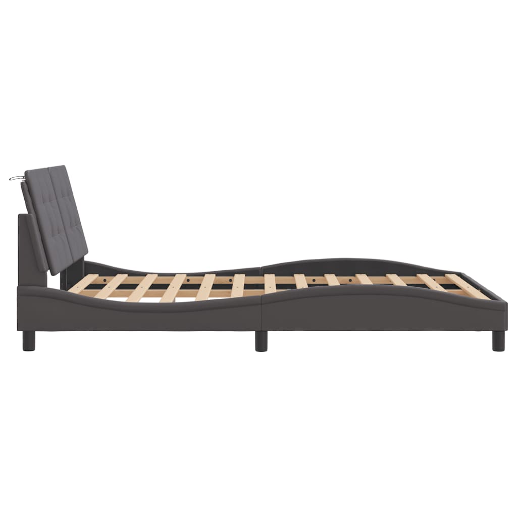 Bedframe zonder matras "Zadar" kunstleer grijs 140x200 cm is nu te koop bij PeponiXL, paradijselijk wonen!