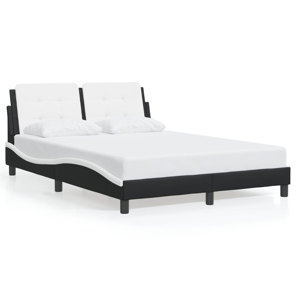 Bedframe zonder matras "Zadar" kunstleer zwart en wit 140x200 cm is nu te koop bij PeponiXL, paradijselijk wonen!