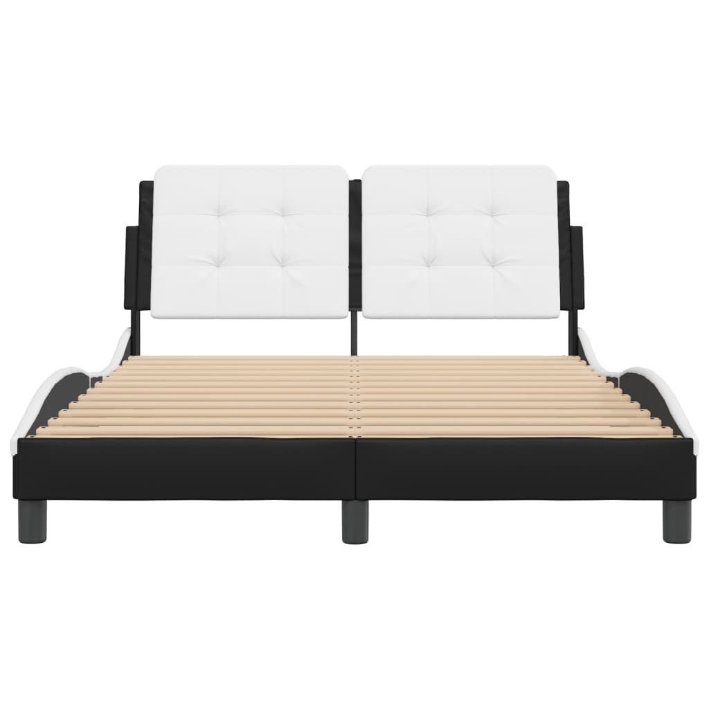 Bedframe zonder matras "Zadar" kunstleer zwart en wit 140x200 cm is nu te koop bij PeponiXL, paradijselijk wonen!