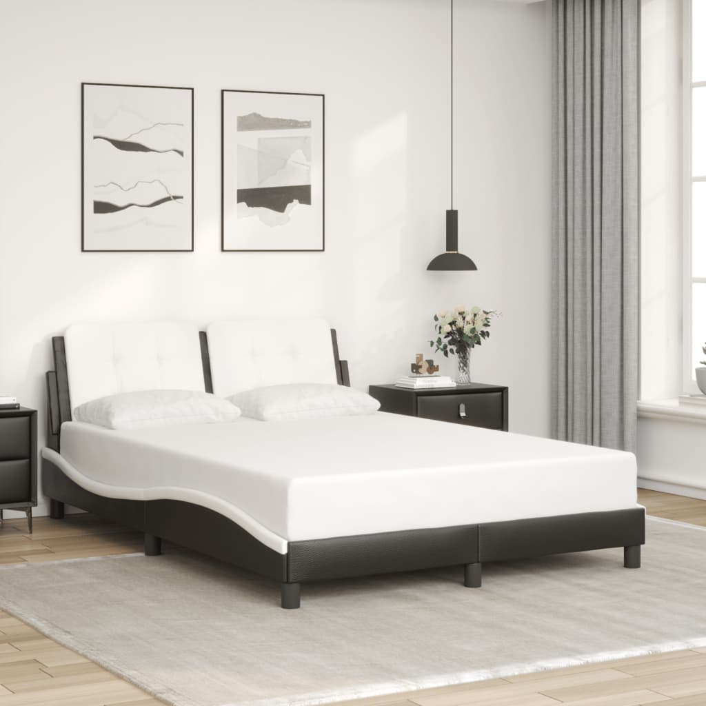 Bedframe zonder matras "Zadar" kunstleer zwart en wit 140x200 cm is nu te koop bij PeponiXL, paradijselijk wonen!