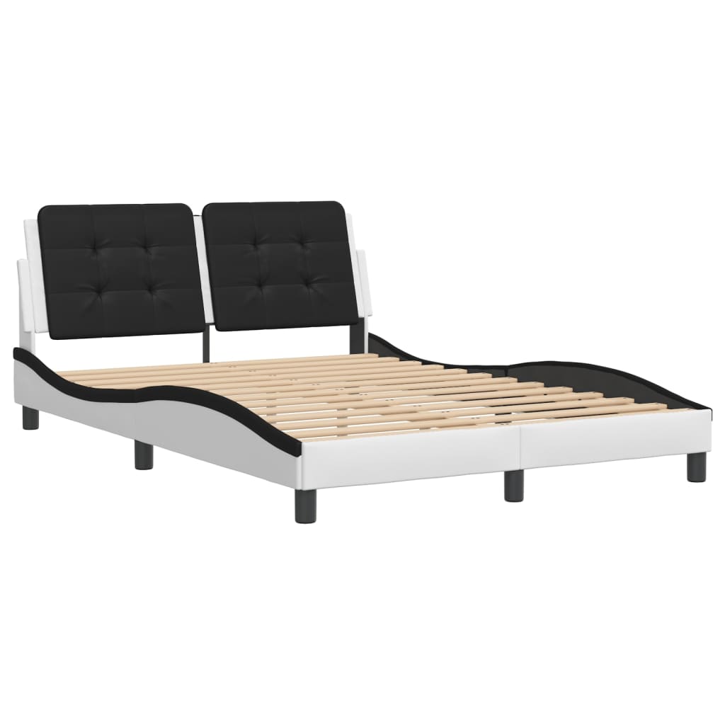 Bedframe zonder matras "Zadar" kunstleer zwart en wit 140x200 cm is nu te koop bij PeponiXL, paradijselijk wonen!