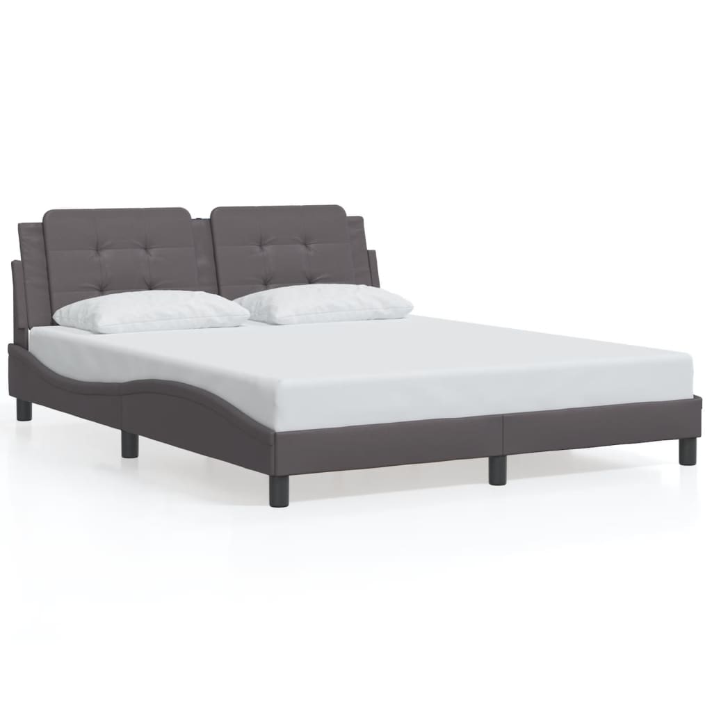 Bedframe zonder matras "Zadar" kunstleer grijs 160x200 cm is nu te koop bij PeponiXL, paradijselijk wonen!