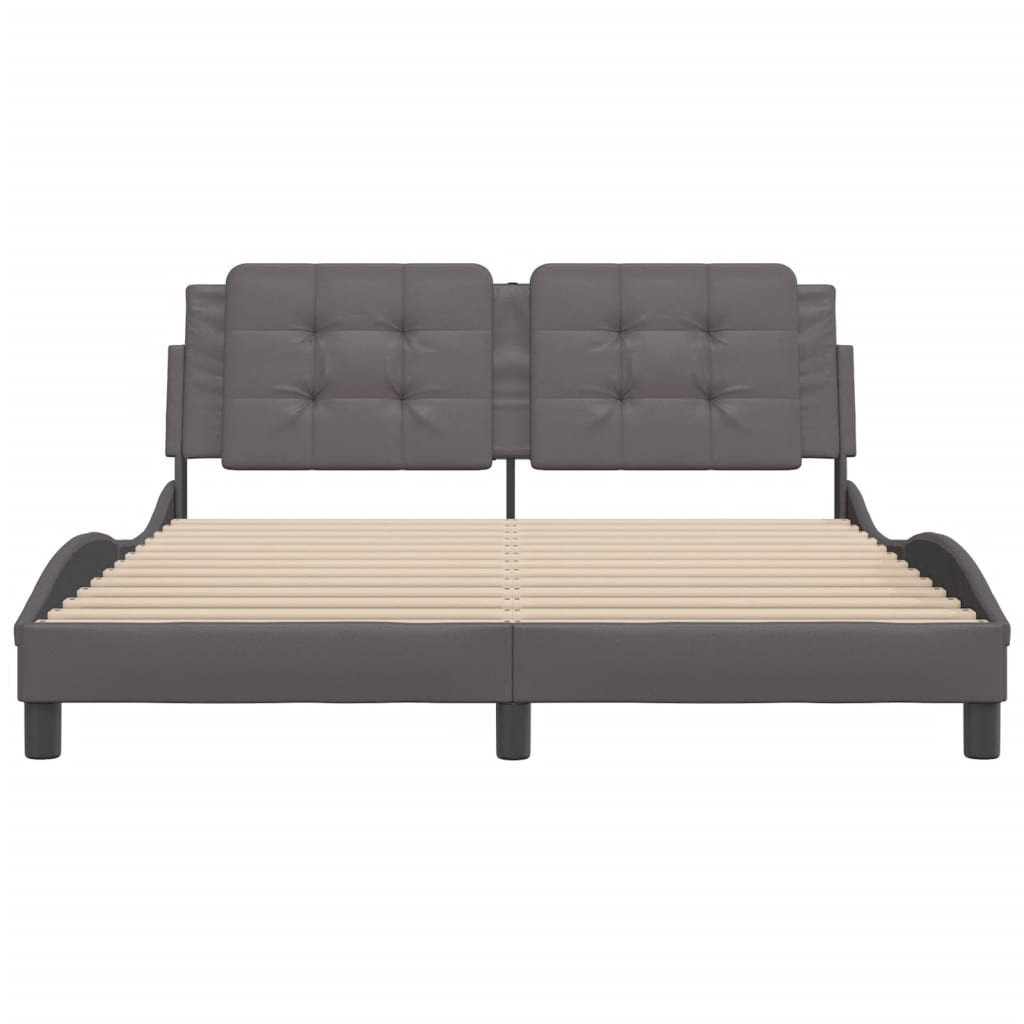 Bedframe zonder matras "Zadar" kunstleer grijs 160x200 cm is nu te koop bij PeponiXL, paradijselijk wonen!
