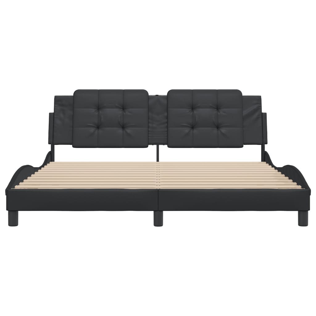 Bedframe zonder matras "Zadar" kunstleer zwart 180x200 cm is nu te koop bij PeponiXL, paradijselijk wonen!