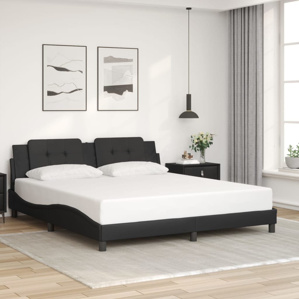 Bedframe zonder matras "Zadar" kunstleer zwart 180x200 cm is nu te koop bij PeponiXL, paradijselijk wonen!