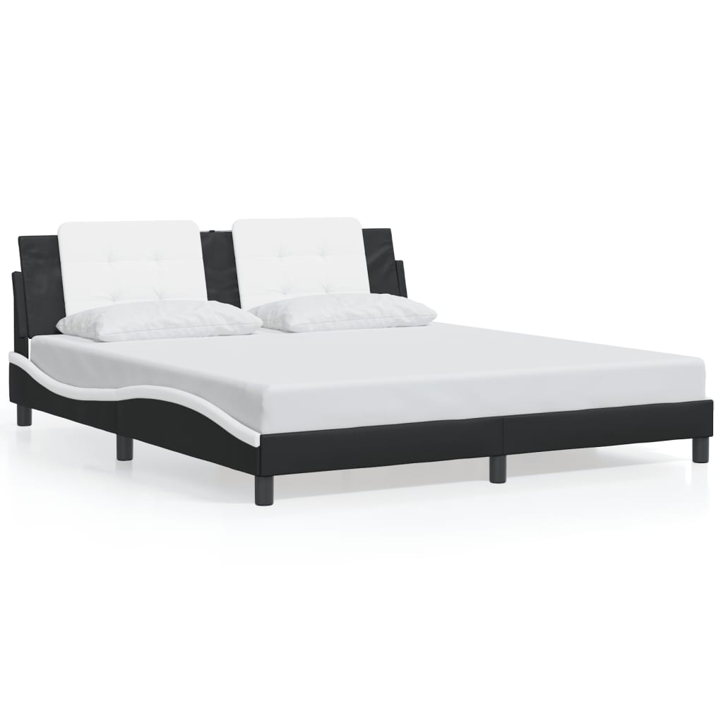 Bedframe zonder matras "Zadar" kunstleer zwart en wit 180x200 cm is nu te koop bij PeponiXL, paradijselijk wonen!