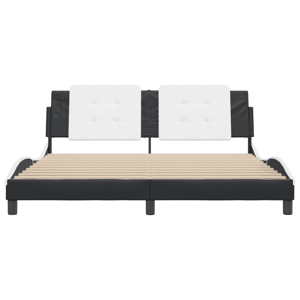 Bedframe zonder matras "Zadar" kunstleer zwart en wit 180x200 cm is nu te koop bij PeponiXL, paradijselijk wonen!
