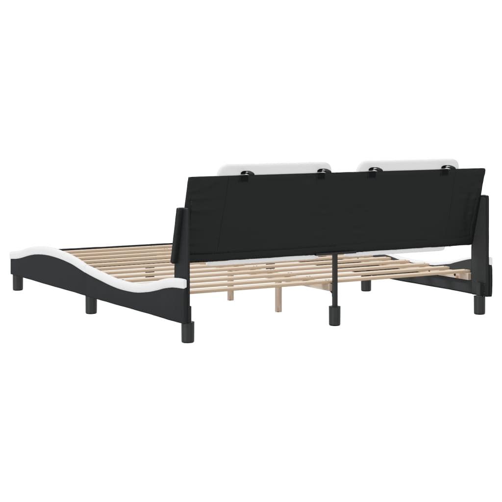 Bedframe zonder matras "Zadar" kunstleer zwart en wit 180x200 cm is nu te koop bij PeponiXL, paradijselijk wonen!