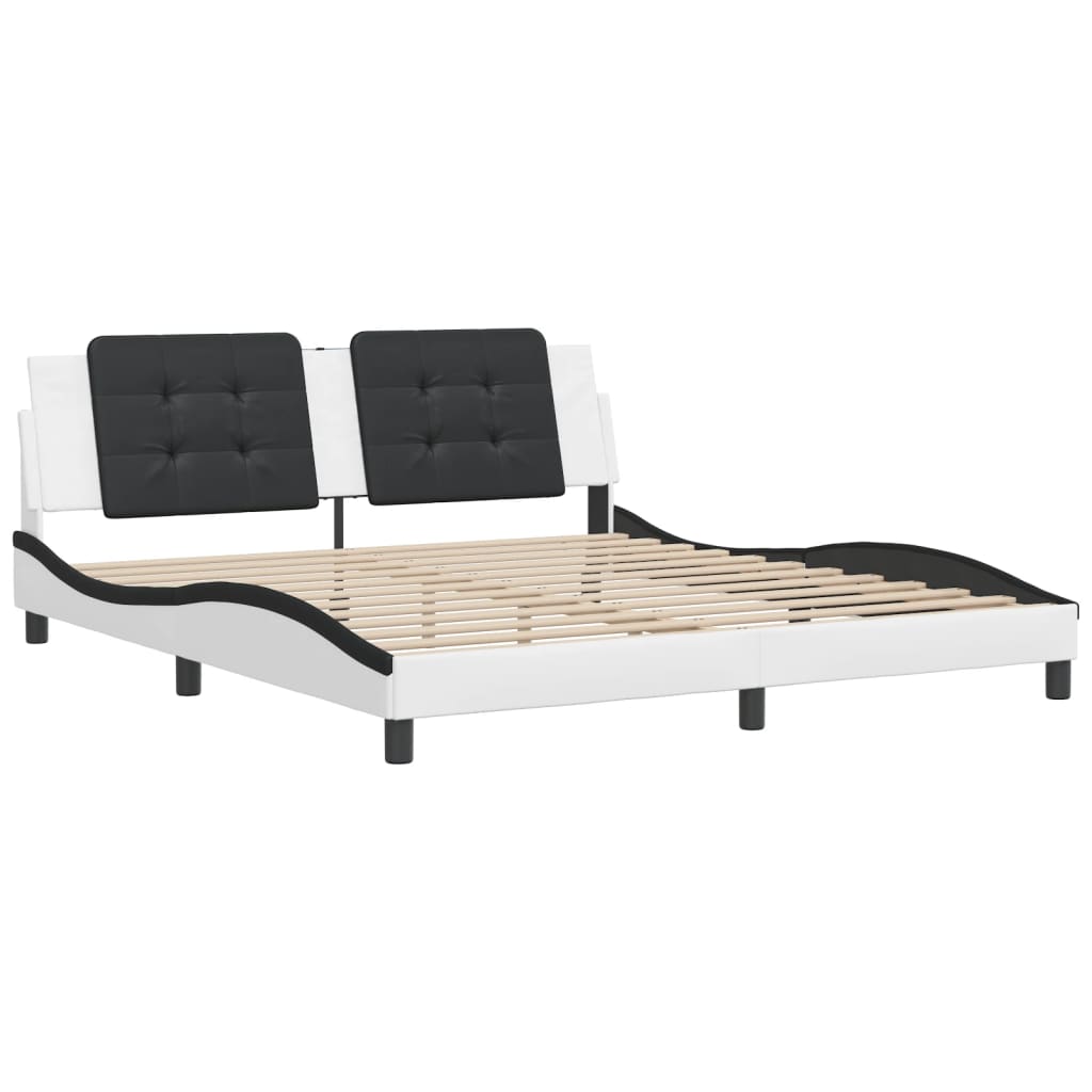 Bedframe zonder matras "Zadar" kunstleer wit en zwart 180x200 cm is nu te koop bij PeponiXL, paradijselijk wonen!
