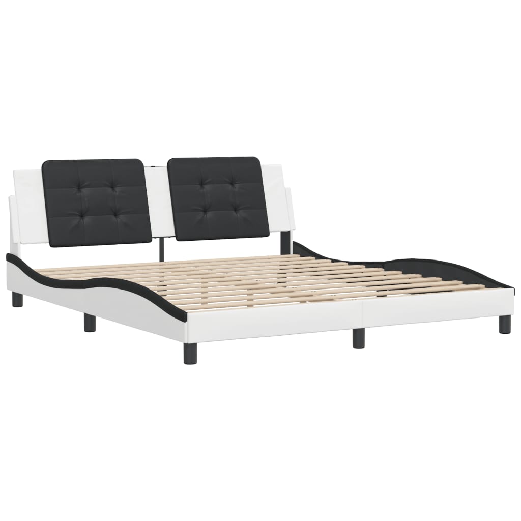 Bedframe zonder matras "Zadar" kunstleer wit en zwart 180x200 cm is nu te koop bij PeponiXL, paradijselijk wonen!