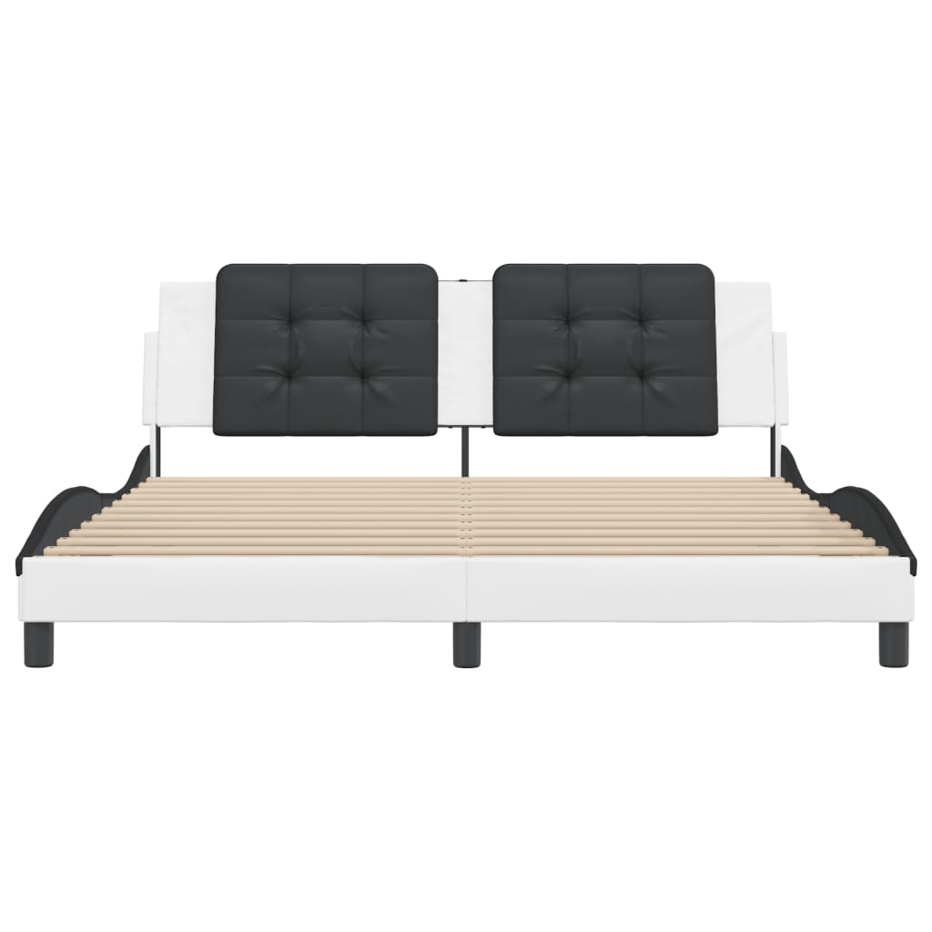 Bedframe zonder matras "Zadar" kunstleer wit en zwart 180x200 cm is nu te koop bij PeponiXL, paradijselijk wonen!