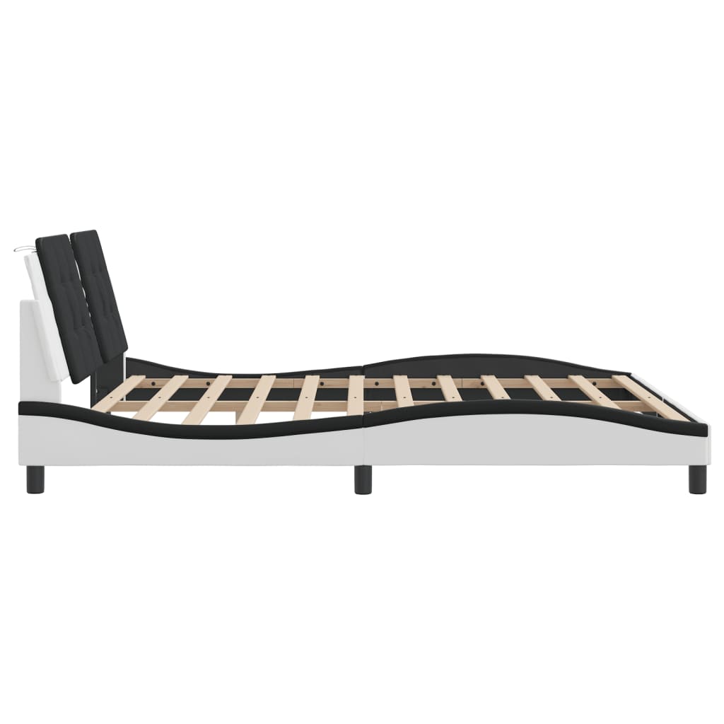 Bedframe zonder matras "Zadar" kunstleer wit en zwart 180x200 cm is nu te koop bij PeponiXL, paradijselijk wonen!