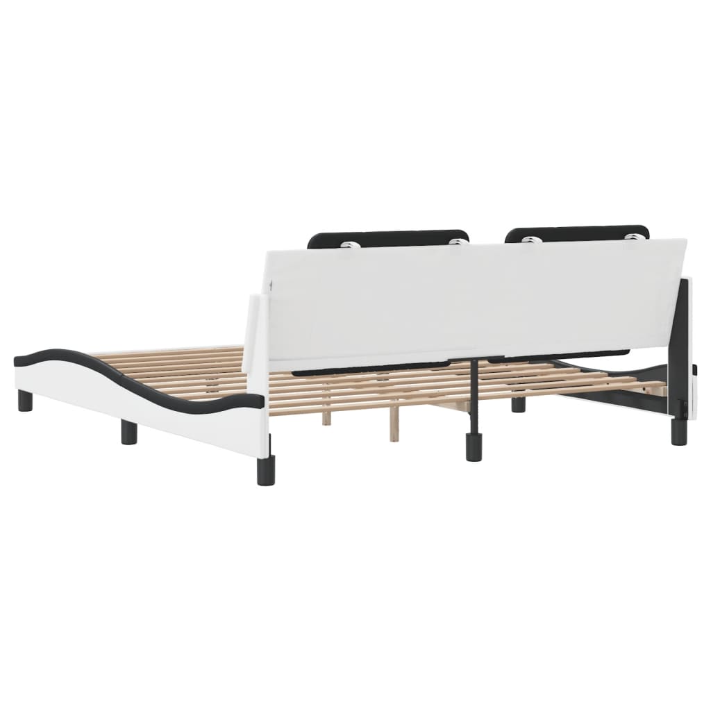 Bedframe zonder matras "Zadar" kunstleer wit en zwart 180x200 cm is nu te koop bij PeponiXL, paradijselijk wonen!