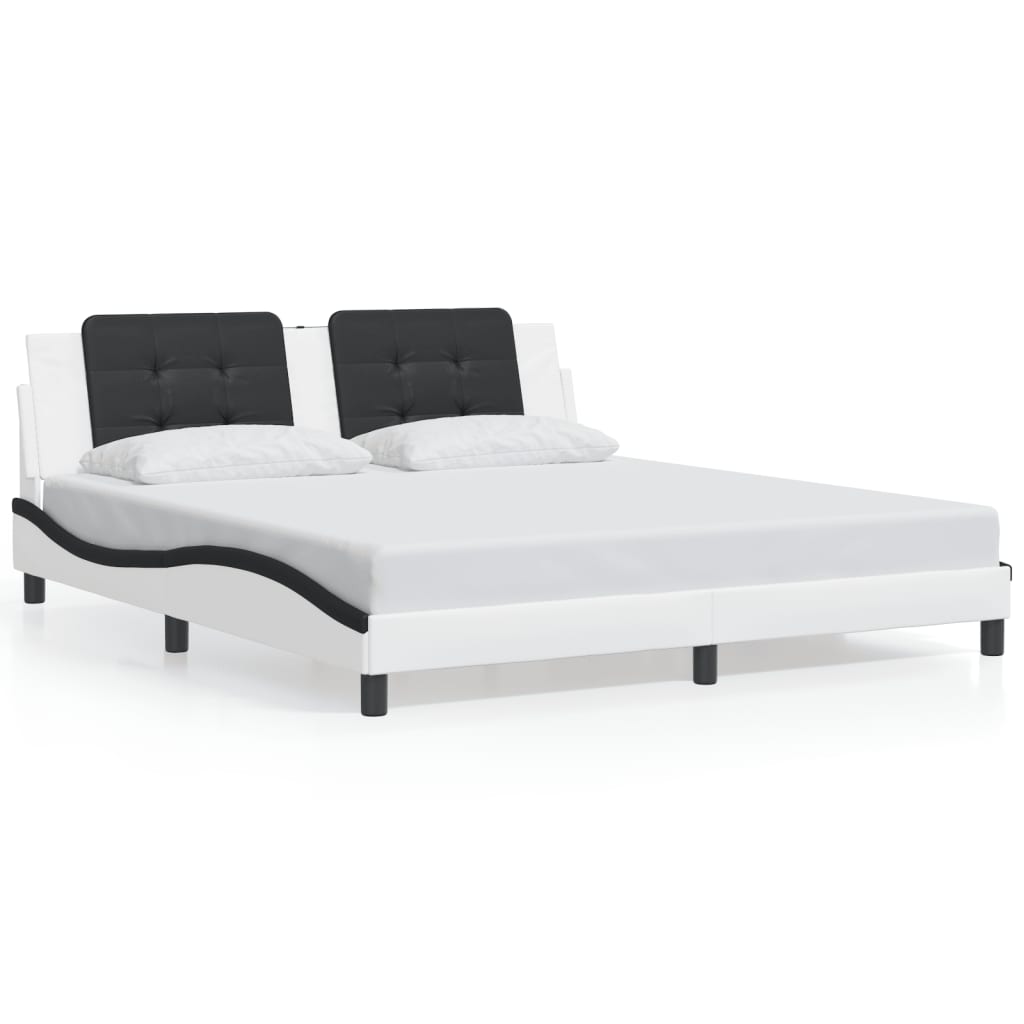 Bedframe zonder matras "Zadar" kunstleer wit en zwart 180x200 cm is nu te koop bij PeponiXL, paradijselijk wonen!