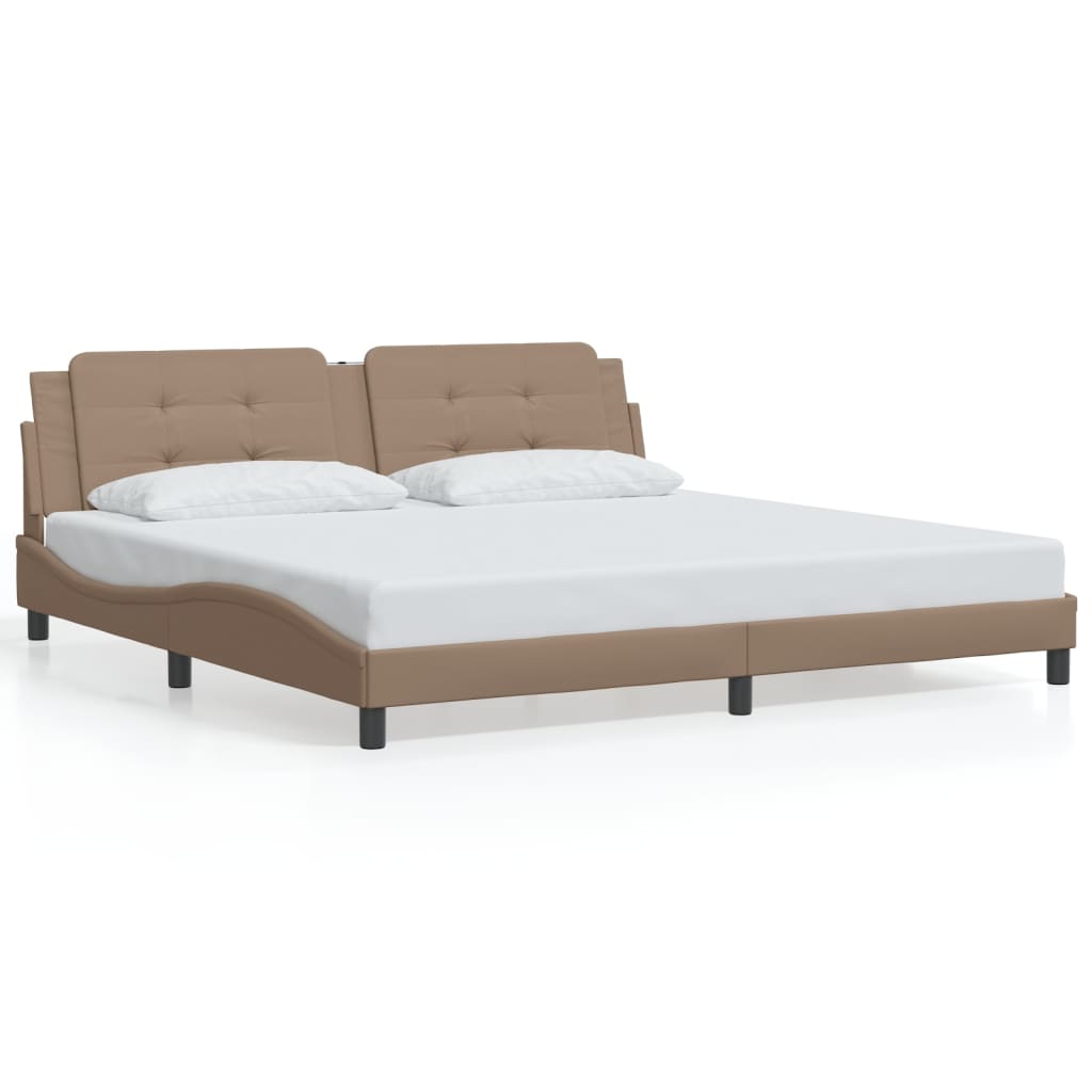 Bedframe zonder matras "Zadar" kunstleer cappuccinokleurig 200x200 cm is nu te koop bij PeponiXL, paradijselijk wonen!