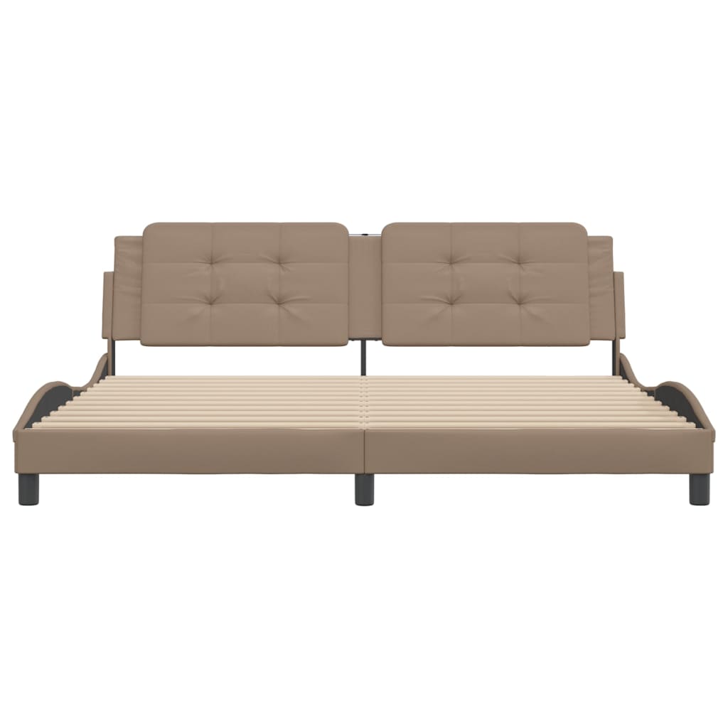 Bedframe zonder matras "Zadar" kunstleer cappuccinokleurig 200x200 cm is nu te koop bij PeponiXL, paradijselijk wonen!