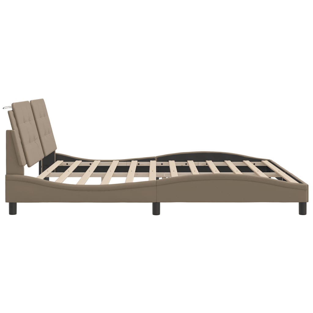 Bedframe zonder matras "Zadar" kunstleer cappuccinokleurig 200x200 cm is nu te koop bij PeponiXL, paradijselijk wonen!