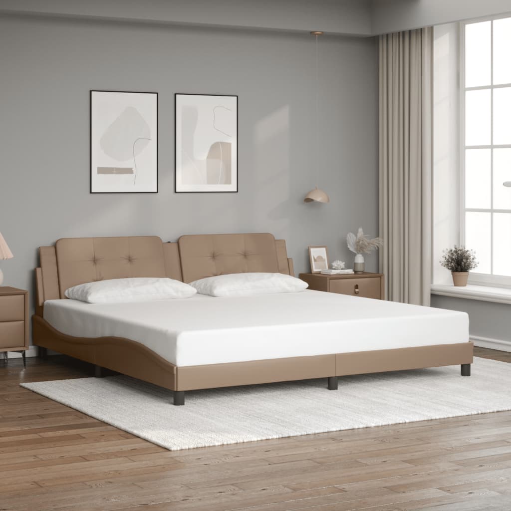 Bedframe zonder matras "Zadar" kunstleer cappuccinokleurig 200x200 cm is nu te koop bij PeponiXL, paradijselijk wonen!