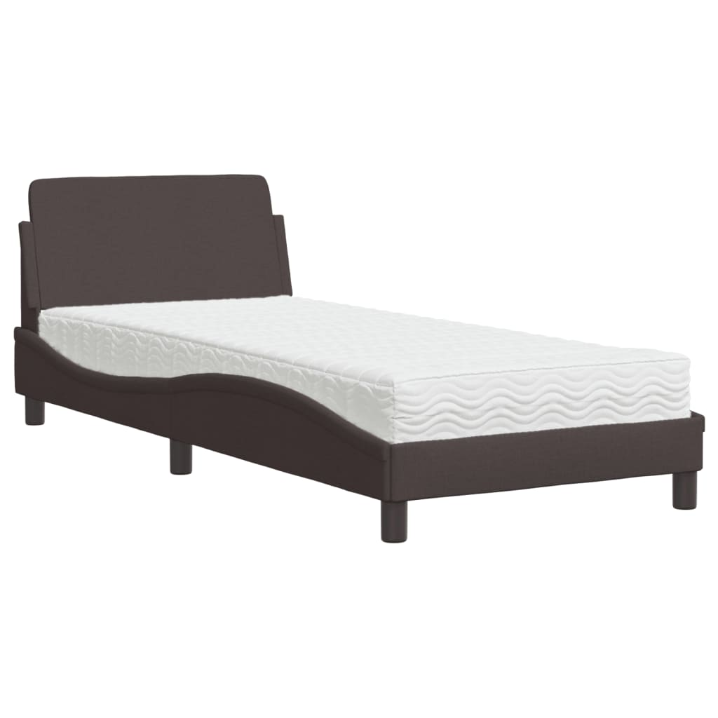 Bed met matras "Dover" stof donkerbruin 80x200 cm is nu te koop bij PeponiXL, paradijselijk wonen!