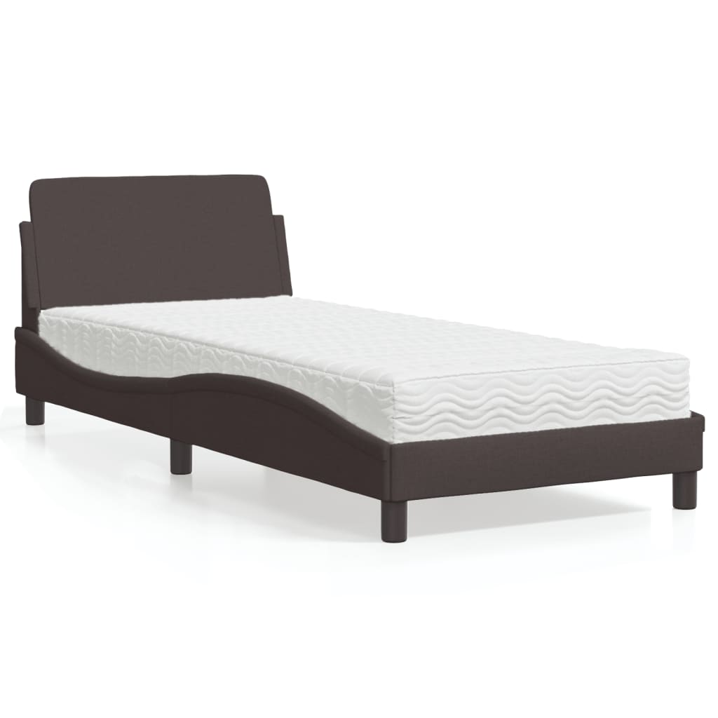 Bed met matras "Dover" stof donkerbruin 80x200 cm is nu te koop bij PeponiXL, paradijselijk wonen!
