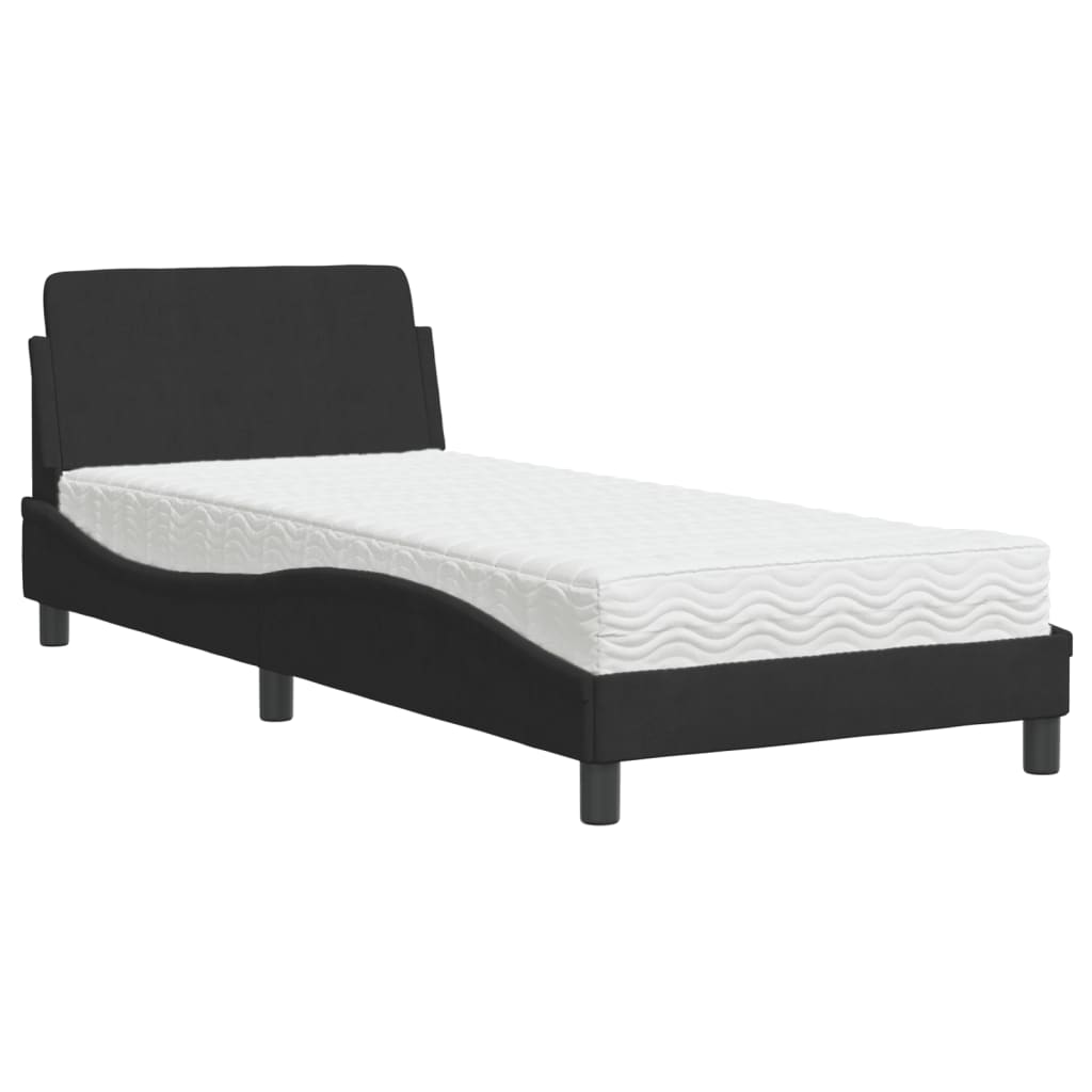 Bed met matras "Dover" fluweel zwart 80x200 cm is nu te koop bij PeponiXL, paradijselijk wonen!