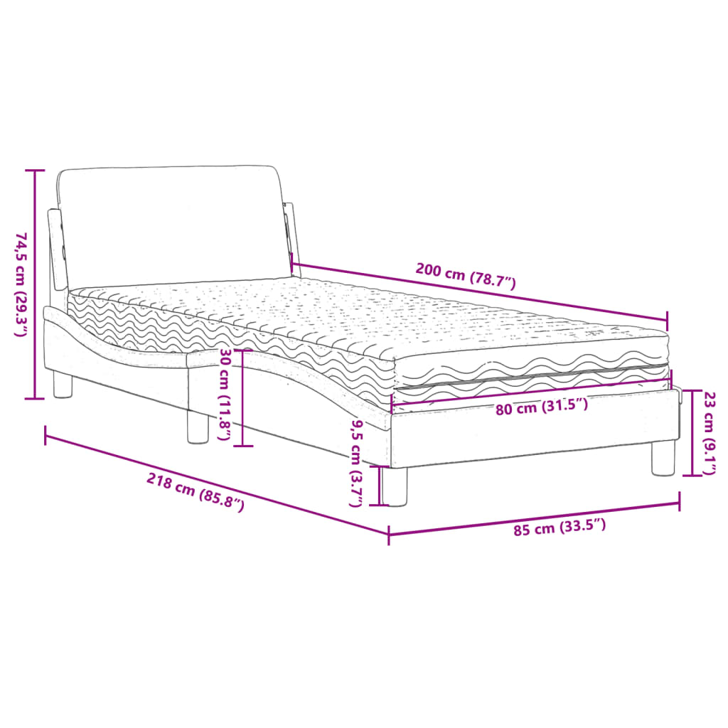Bed met matras "Dover" kunstleer zwart 80x200 cm is nu te koop bij PeponiXL, paradijselijk wonen!