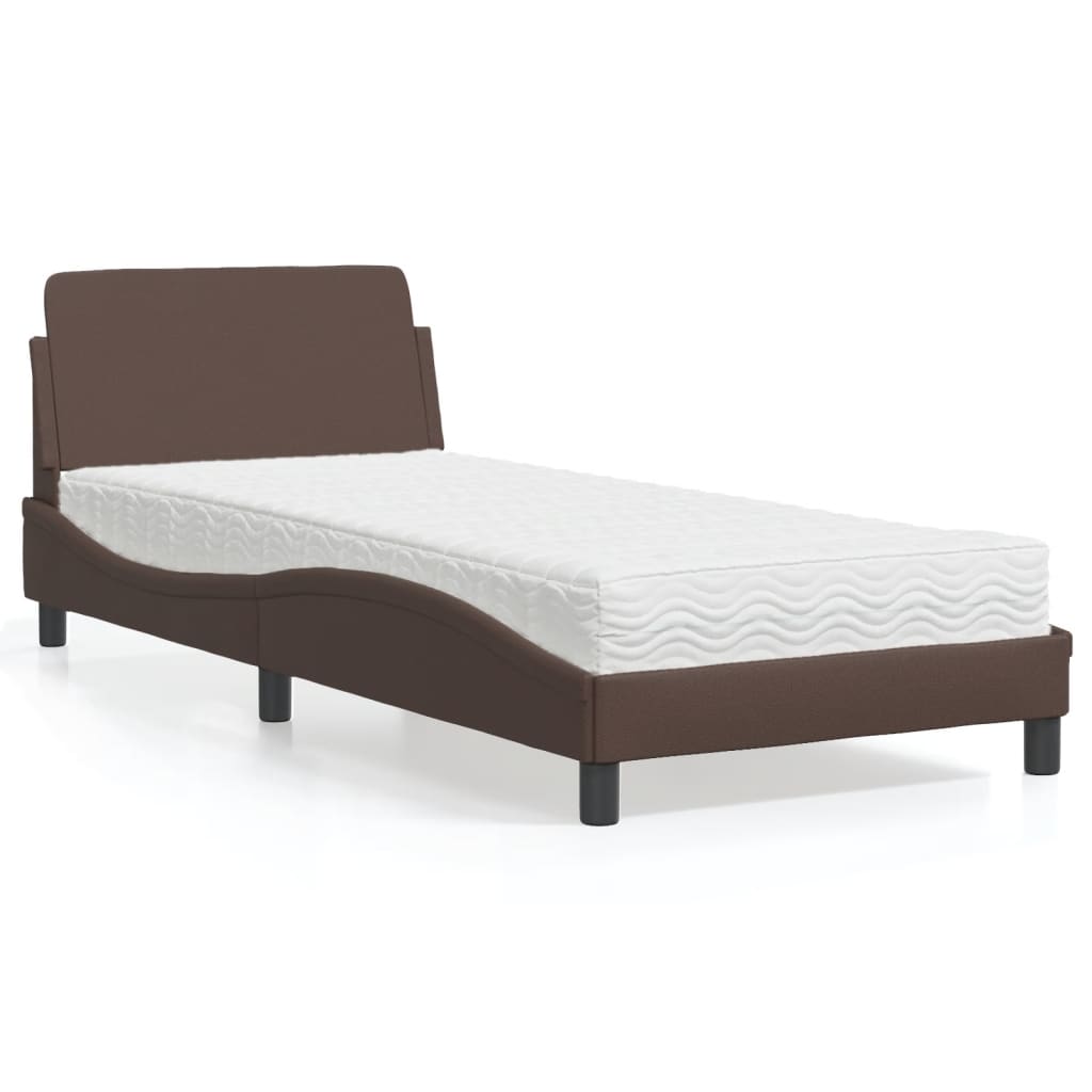 Bed met matras "Dover" kunstleer bruin 80x200 cm is nu te koop bij PeponiXL, paradijselijk wonen!