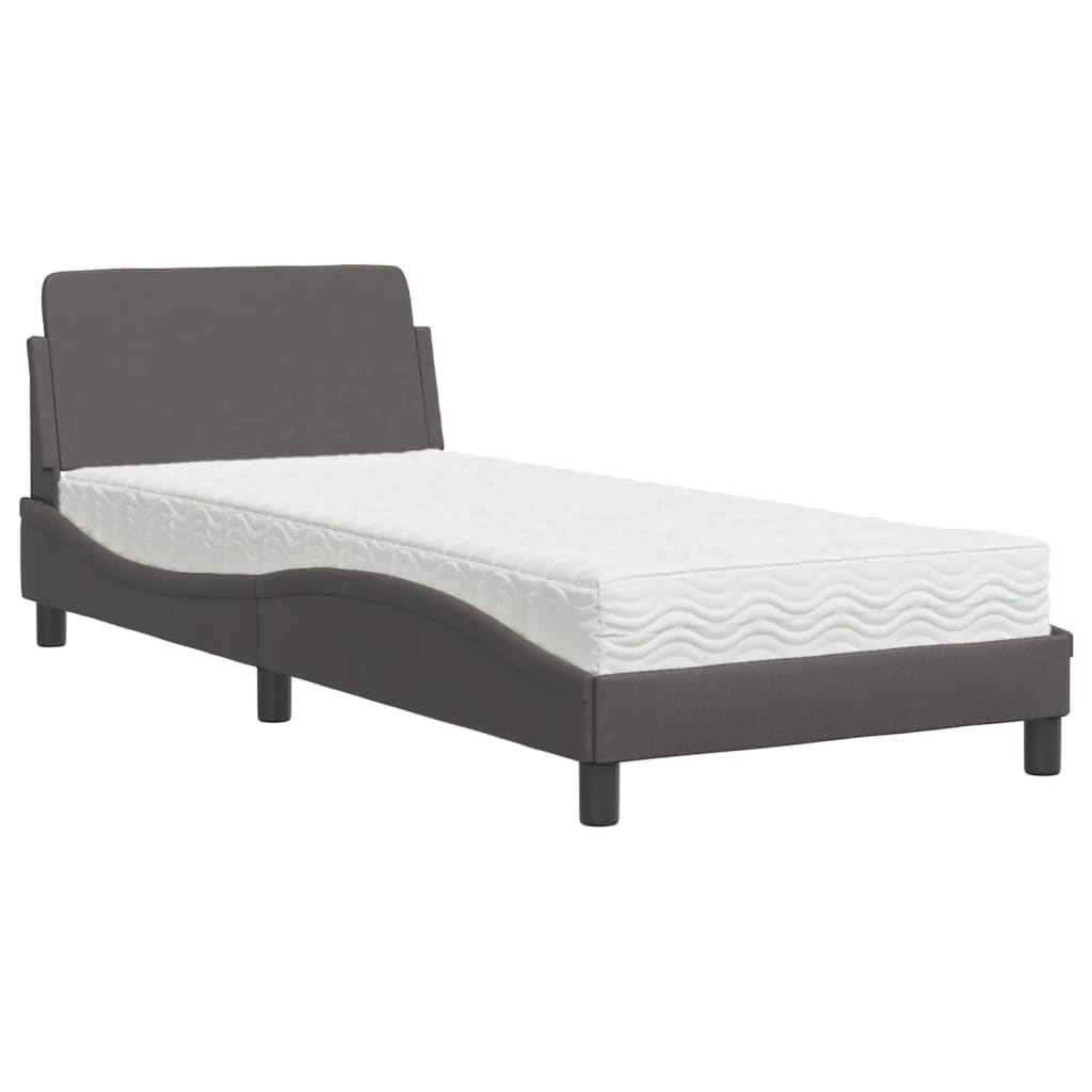 Bed met matras "Dover" kunstleer grijs 80x200 cm is nu te koop bij PeponiXL, paradijselijk wonen!