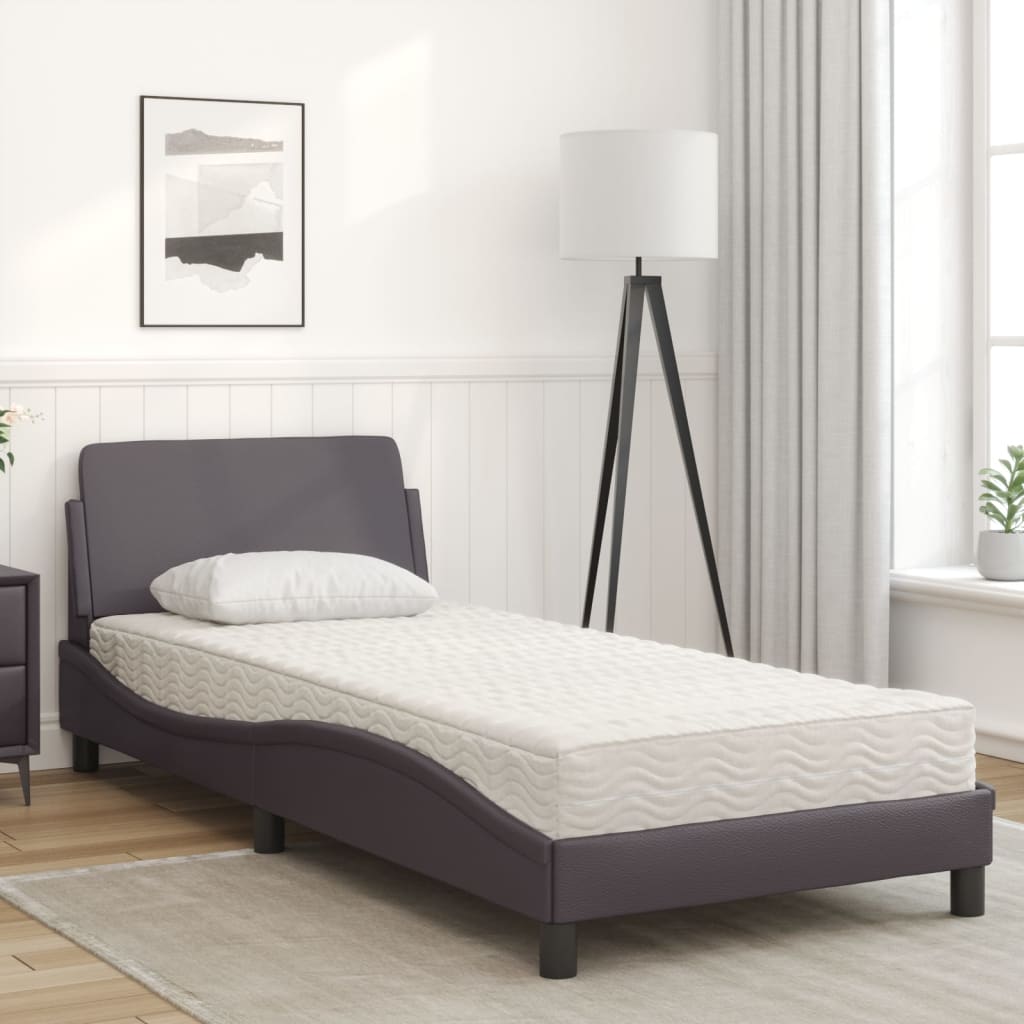 Bed met matras "Dover" kunstleer grijs 80x200 cm is nu te koop bij PeponiXL, paradijselijk wonen!