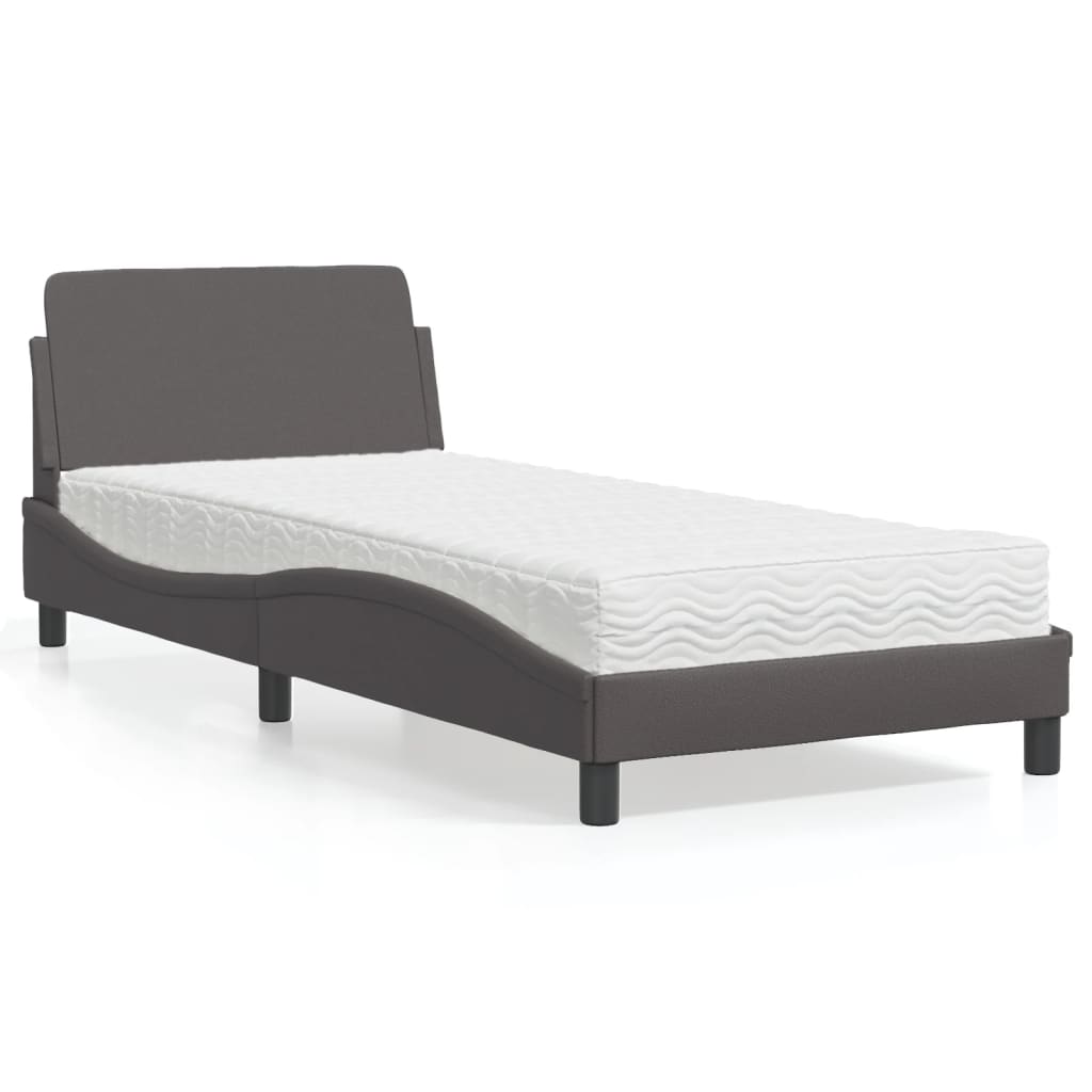 Bed met matras "Dover" kunstleer grijs 80x200 cm is nu te koop bij PeponiXL, paradijselijk wonen!