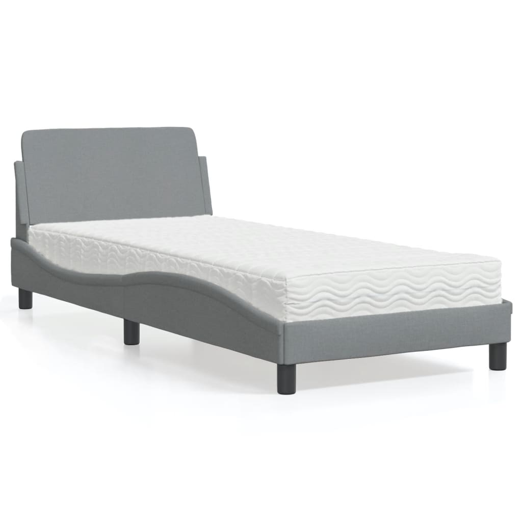 Bed met matras "Dover" stof lichtgrijs 90x190 cm is nu te koop bij PeponiXL, paradijselijk wonen!