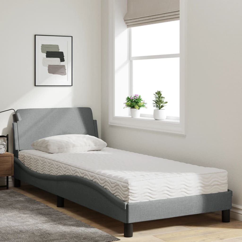 Bed met matras "Dover" stof lichtgrijs 90x190 cm is nu te koop bij PeponiXL, paradijselijk wonen!