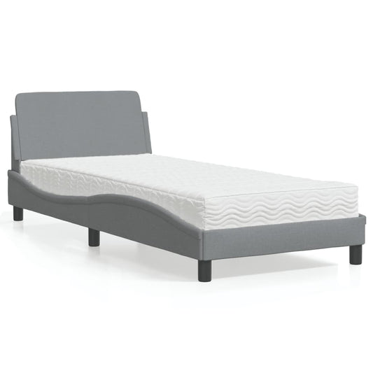 Bed met matras "Dover" stof lichtgrijs 90x190 cm is nu te koop bij PeponiXL, paradijselijk wonen!