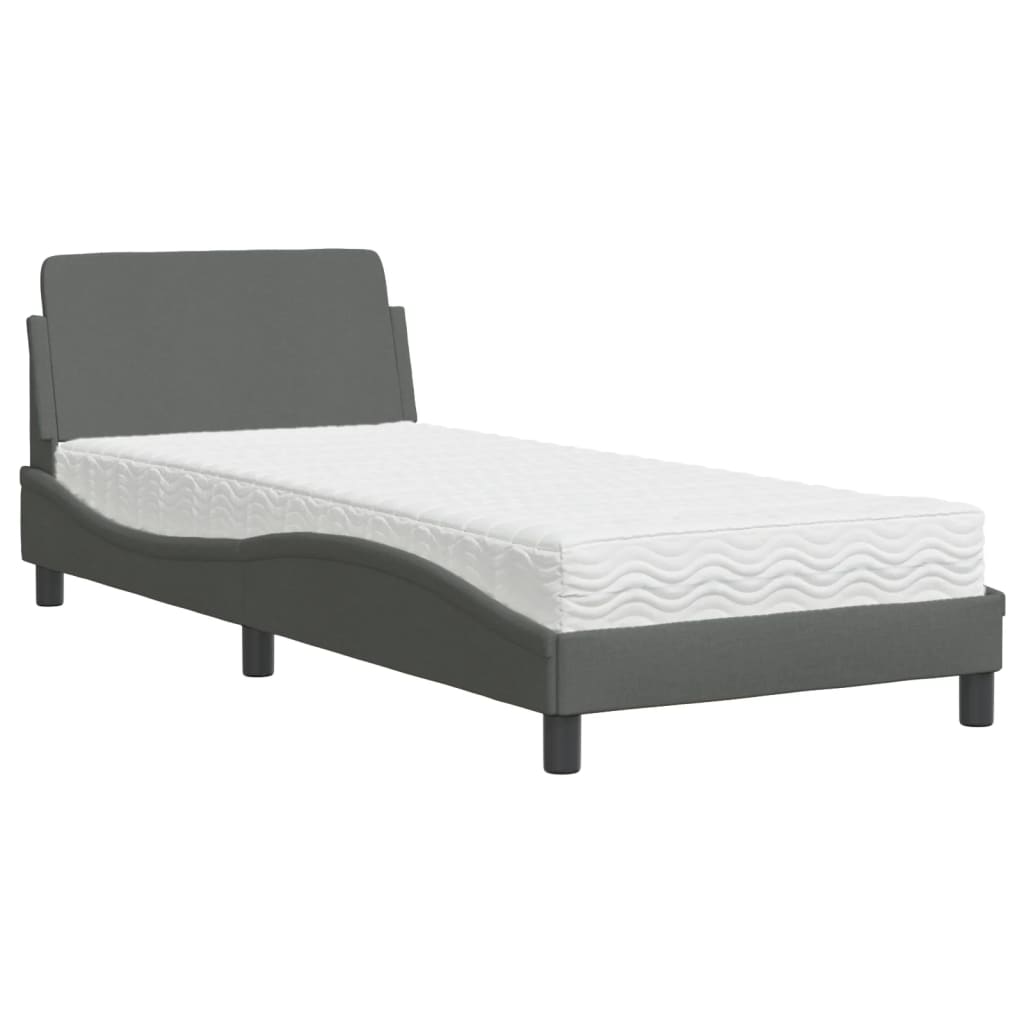 Bed met matras "Dover" stof donkergrijs 90x190 cm is nu te koop bij PeponiXL, paradijselijk wonen!