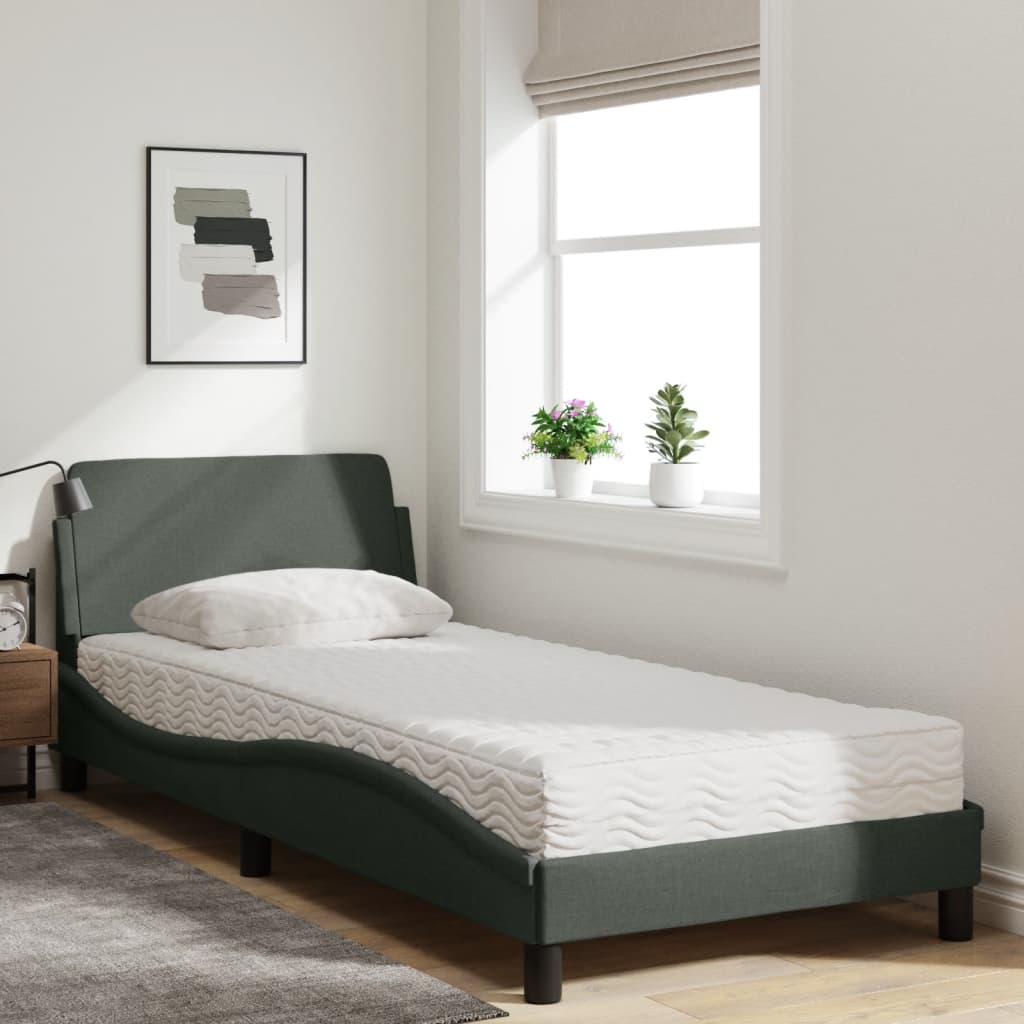 Bed met matras "Dover" stof donkergrijs 90x190 cm is nu te koop bij PeponiXL, paradijselijk wonen!