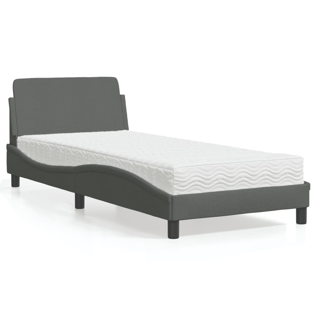Bed met matras "Dover" stof donkergrijs 90x190 cm is nu te koop bij PeponiXL, paradijselijk wonen!