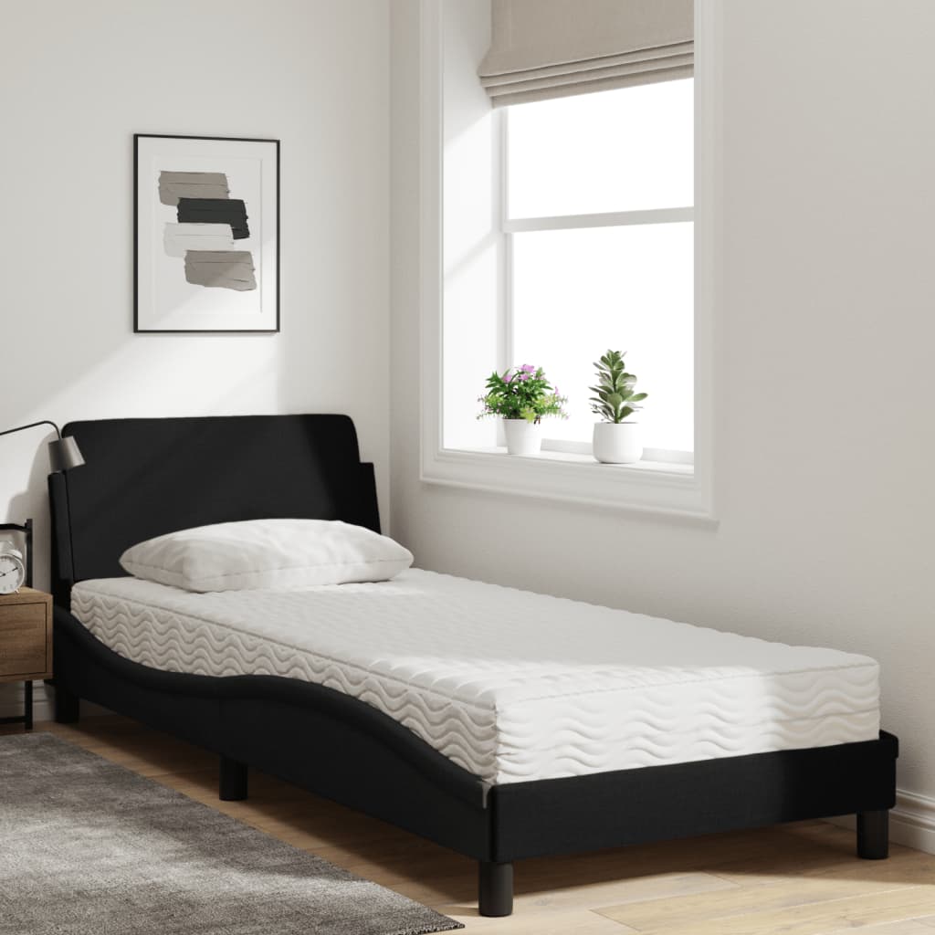 Bed met matras "Dover" stof zwart 90x190 cm is nu te koop bij PeponiXL, paradijselijk wonen!