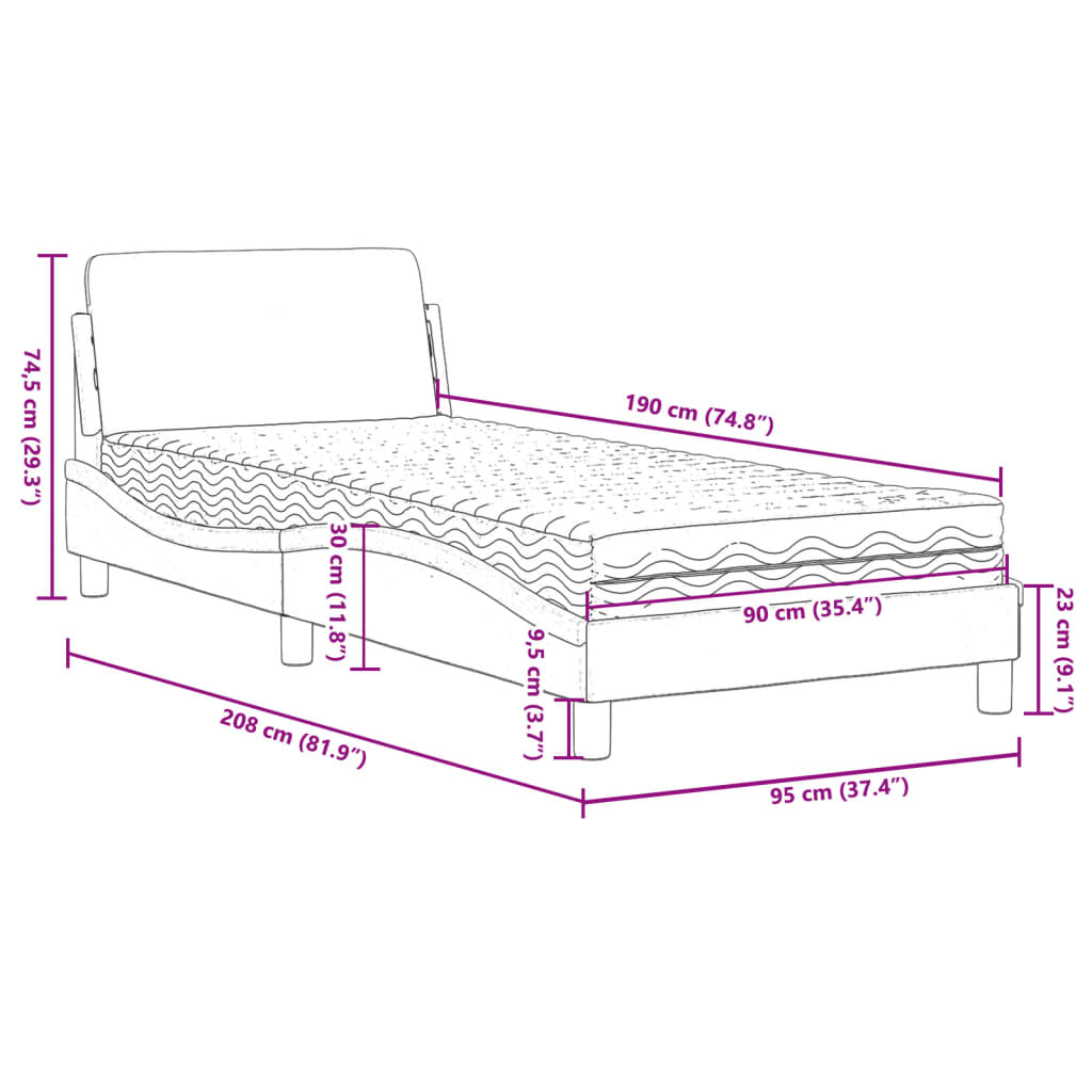 Bed met matras "Dover" stof zwart 90x190 cm is nu te koop bij PeponiXL, paradijselijk wonen!