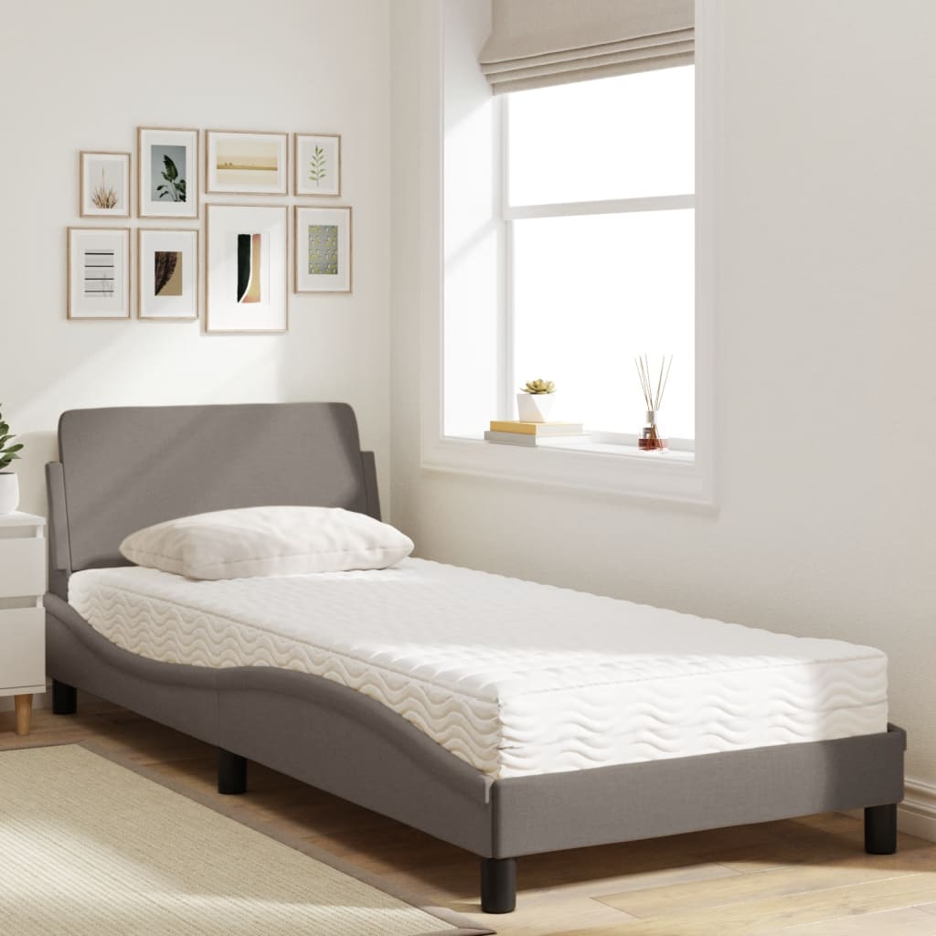 Bed met matras "Dover" stof taupe 90x190 cm is nu te koop bij PeponiXL, paradijselijk wonen!